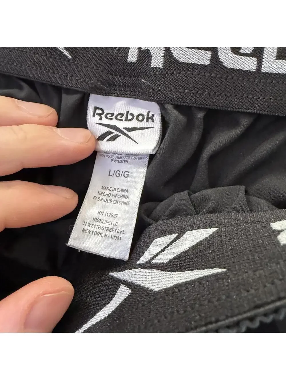 Reebok Men's Black and Green Shorts